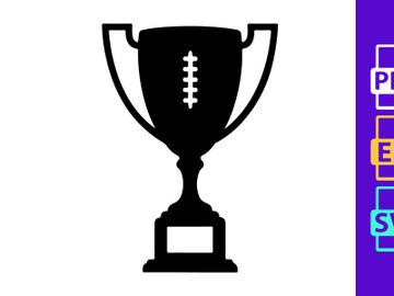 American football trophy award icon with silhouette and shadow preview picture