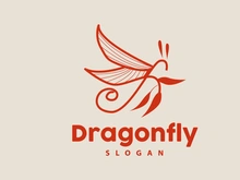 Dragonfly Logo, Flying Animal Vector, Simple Minimalist Design