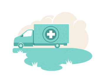 Humanitarian aid van 2D vector web banner, poster preview picture