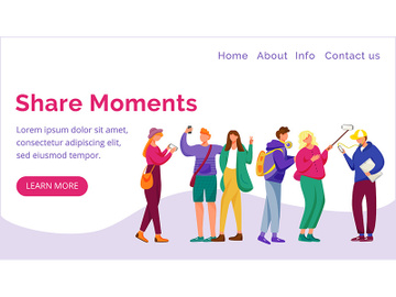 Share moments landing page vector template preview picture