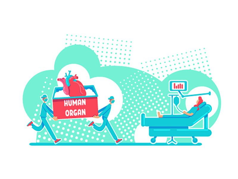Organ transplant surgery flat concept vector illustration