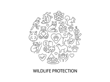 Wildlife protection abstract linear concept layout with headline preview picture