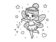 Cute fairy with stars and hearts vector illustration