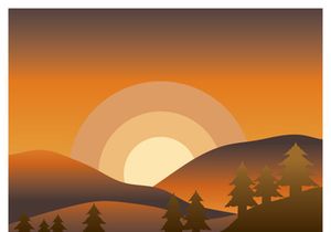 Beautiful landscape of mountains pine trees and moon design vector