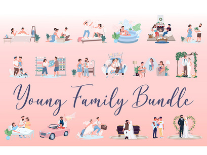 Young family characters bundle