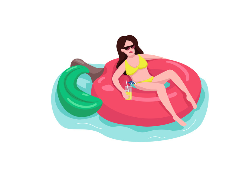 Fit woman in sunglasses flat color vector faceless character