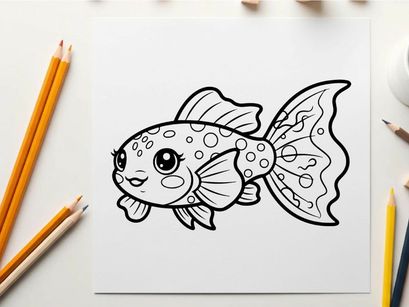 Cute cartoon fish swimming vector illustration flat design