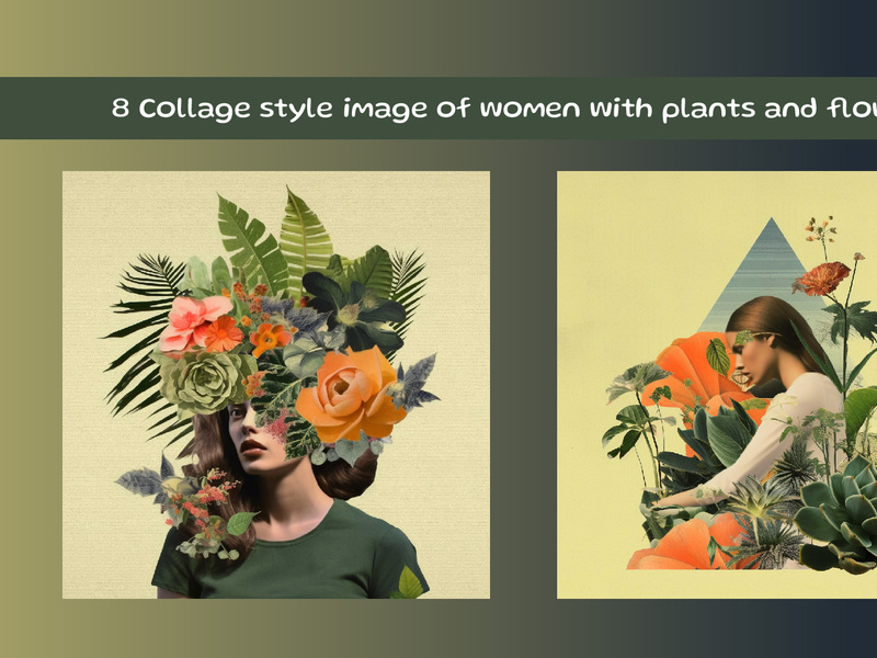 Collage style image of women with plants and flowers