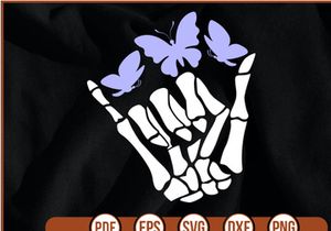 skeleton hands with Butterfly t shirt Design