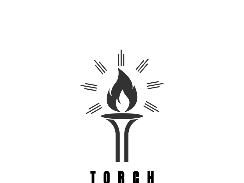 Torch fire logo icon hipster vector design template