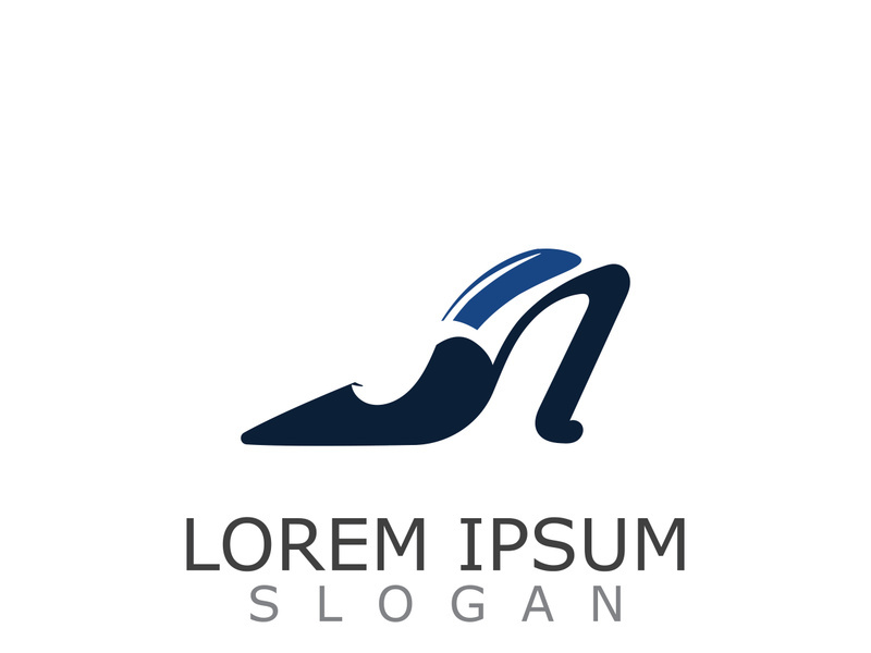 Women shoes logo design High heel fashion shop icon vector for business store