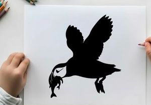 Silhouette of an eagle catching a fish in mid air