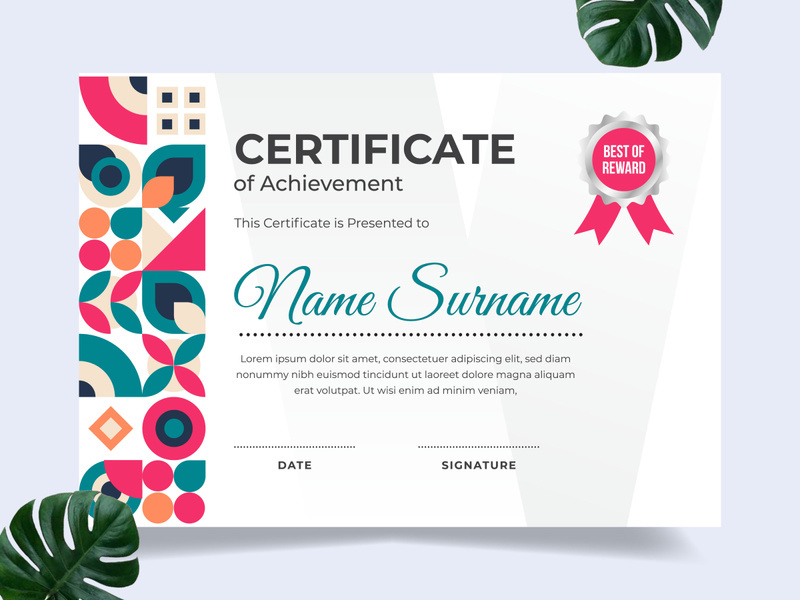 Modern certificate design template