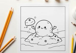 Cute cloud character relaxing in bathtub vector illustration
