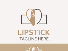 Lipstick logo design for makeup fashion shop and beauty vector cosmetic design template