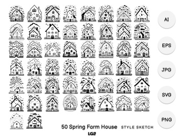Spring Farm House Element Icon Black preview picture