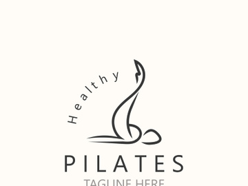 Abstract Pilates Logo, Yoga identity body balance vector monoline Design Template. wellness lifestyle preview picture
