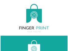 simple flat fingerprint logo,for security,identification,badge,emblem,business card,digital,vector