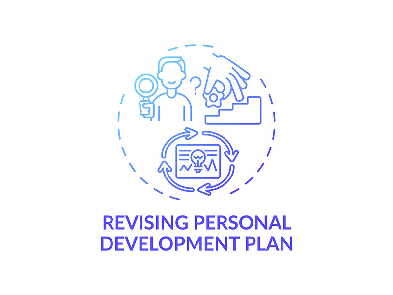 Revising personal development plan blue gradient concept icon