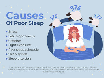 Causes of insomnia flat vector banner template preview picture