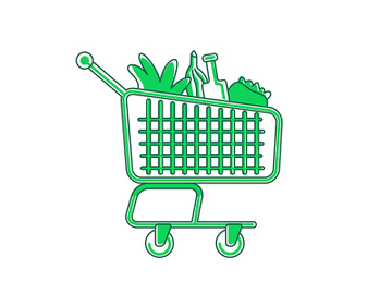 Shopping cart green linear object preview picture