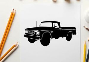 Silhouette of a classic pickup truck with large tires