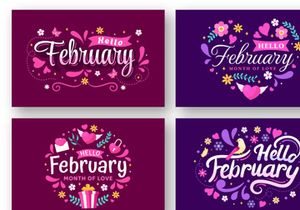 16 Hello February Month Illustration