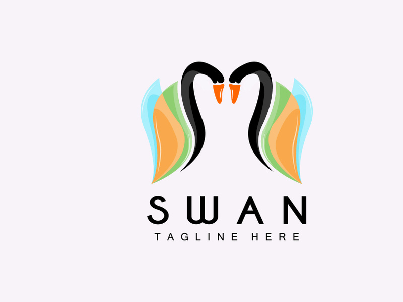 Swan Logo, Bird Animal Design, Duck Logo, Product Brand Label Vector