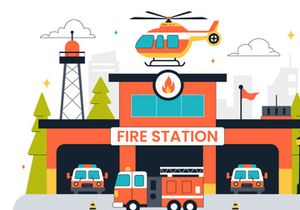 10 Fire Station Building Illustration
