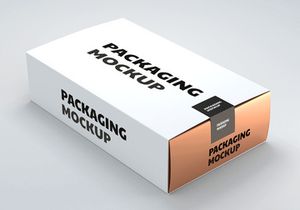 Free Mockup Gold Box with white Cover. 3d rendering