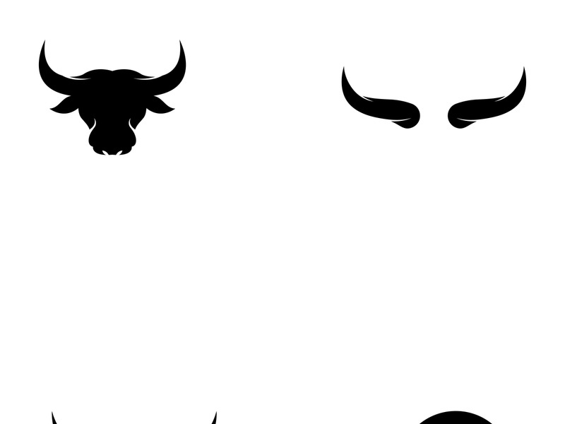 Retro vintage bull head horns logo design.