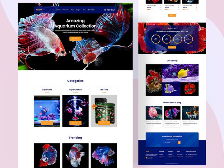 Aquarium - Fish Ecommerce Landing Page Template