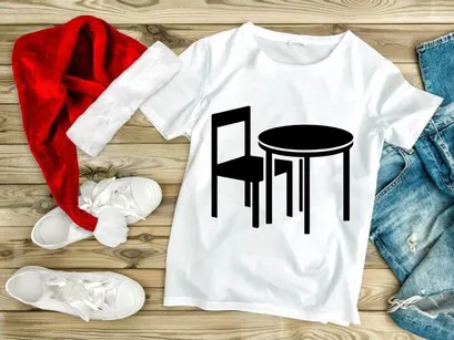 Round table and chair silhouette