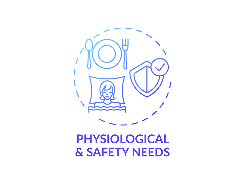 Physiological and safety needs dark blue gradient concept icon