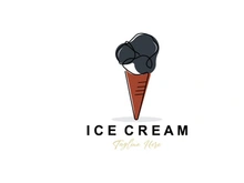 Ice Cream Logo Design, Fresh Sweet Soft Cold Food Illustration, Children's Favorite Vector, Product Brand