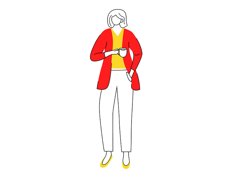 Female office worker flat contour vector illustration