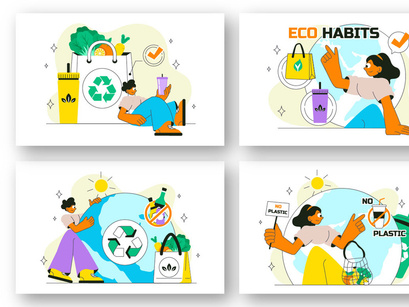 10 Eco Habit Illustration