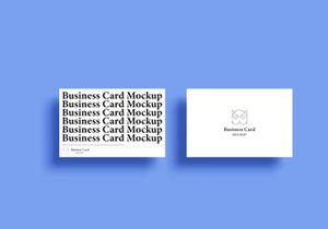 Top view premium business card PSD mockup