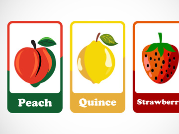 Fruit flashcards for kids. Educational cards for preschool. Printable vector illustration preview picture