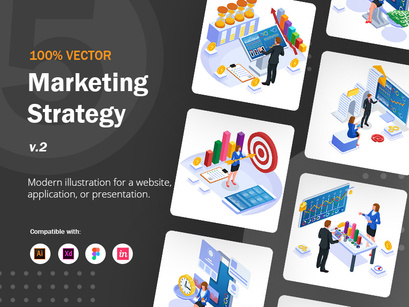 Set of Marketing Strategy Illustration V2