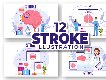 12 Human Brain Stroke Illustration