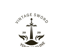Sword vintage logo design. illustration sword element, can be used as logotype, icon, template coat of arms concept