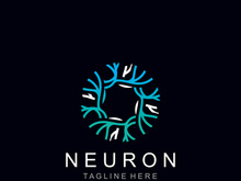 Neuron logo or nerve cell healthy abstract molecule design template