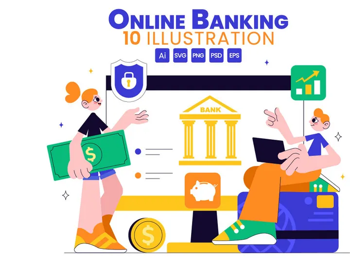 10 Online Banking Illustration