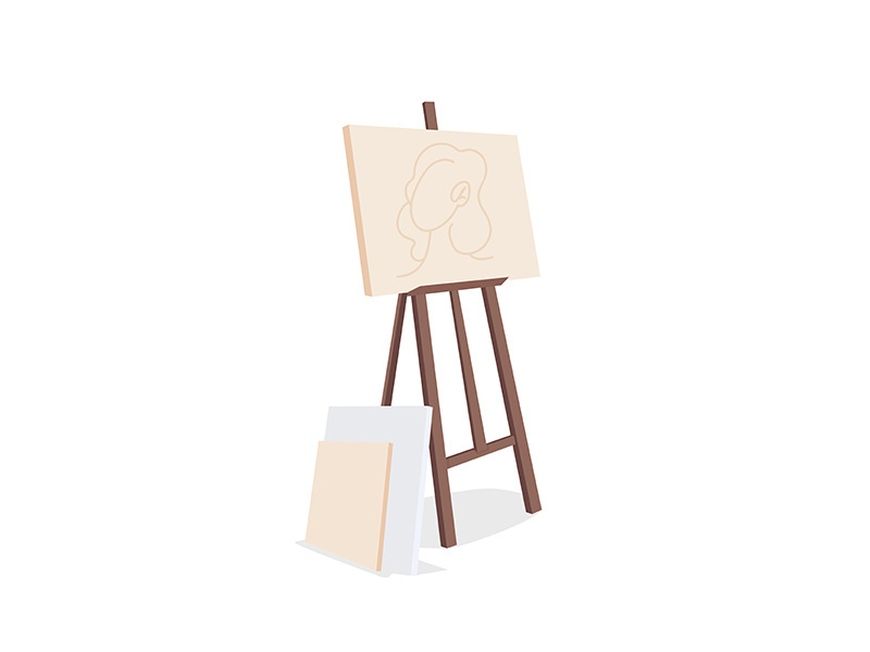 Easel with canvas painting semi flat color vector object