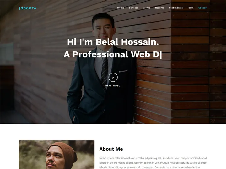 Joggota Personal Portfolio HTML5 Landing Page Template