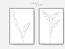 Banana leaves line art