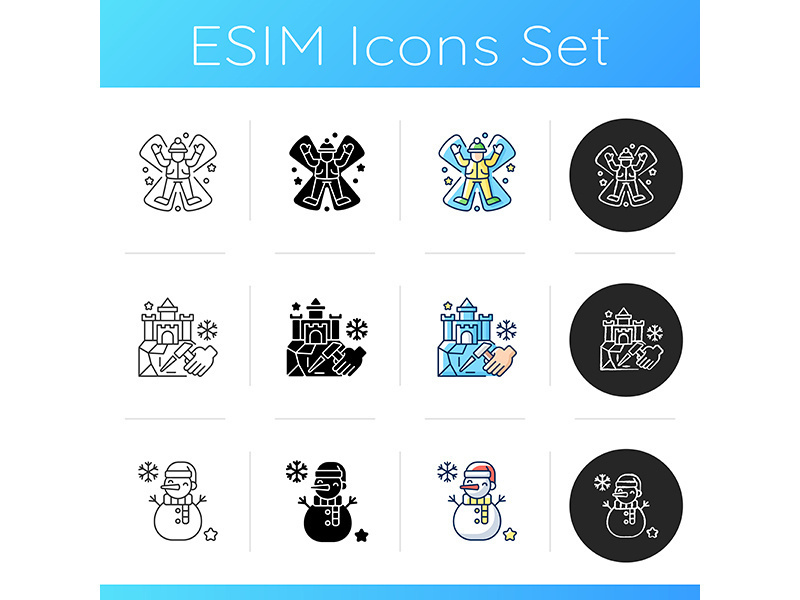 Winter activity icons set