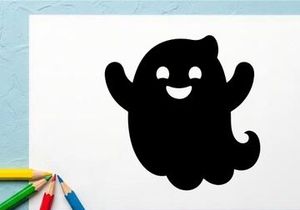 Süße schwarze Cartoon-Katzenfigur mit verspieltem Ausdruck