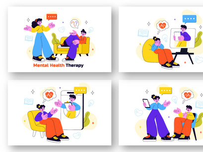 10 Mental Health Therapy Session Illustration
